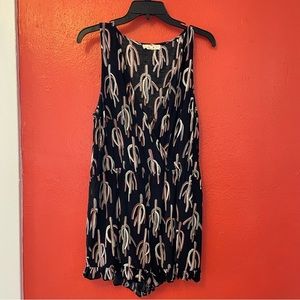 Entro Black Sleeveless Romper with Cacti Size Large